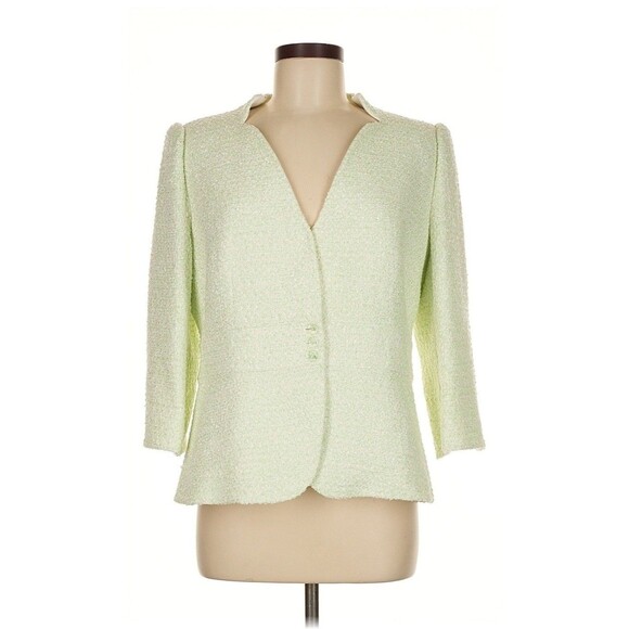 NEW Armani Collezioni Italian Size 50 Blazer Shimmer Textured Green Silver White - Picture 3 of 13